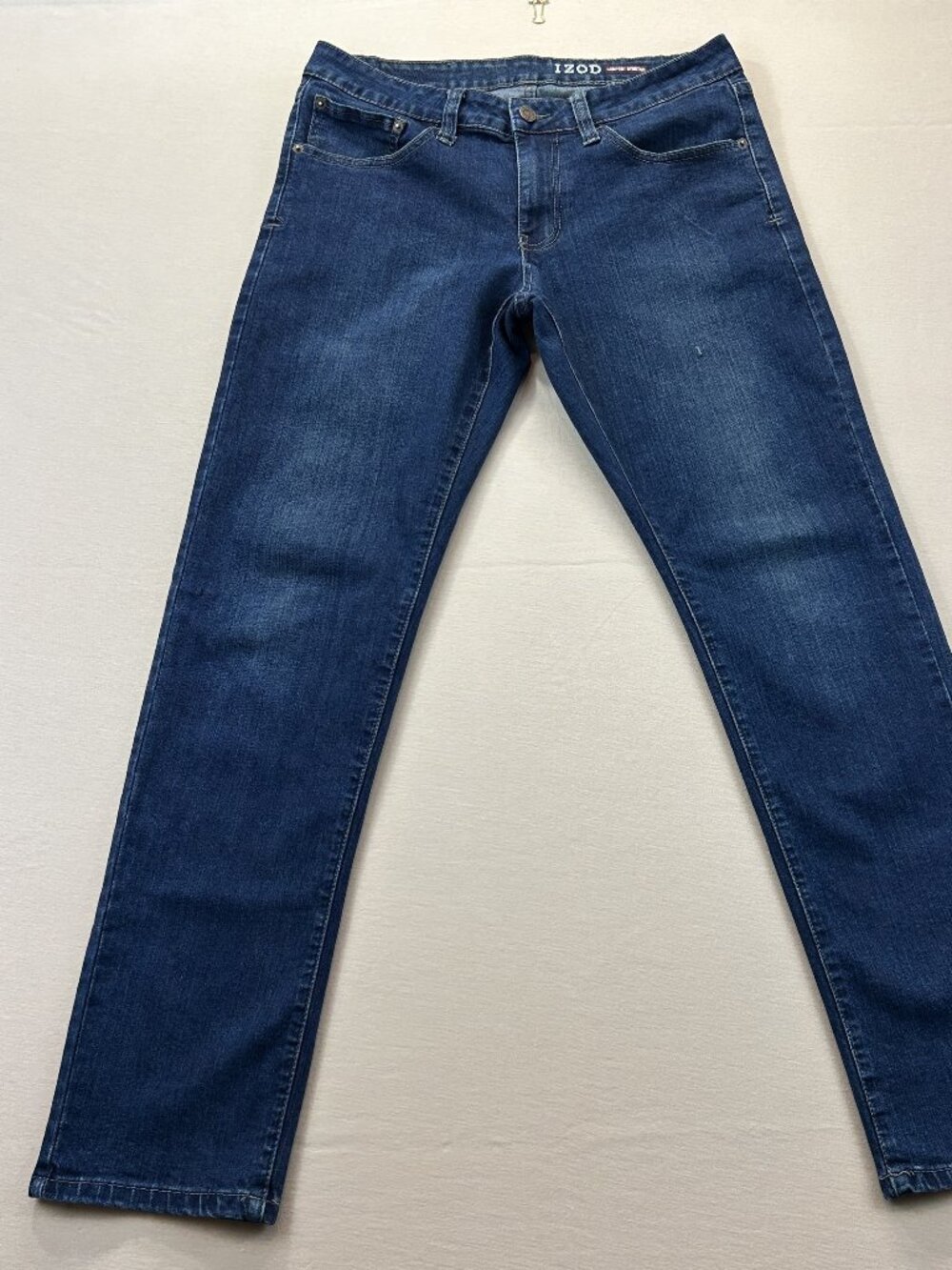 IZOD Jeans Mens Size 32x32 Blue Denim Straight Low Rise Comfort Stretch